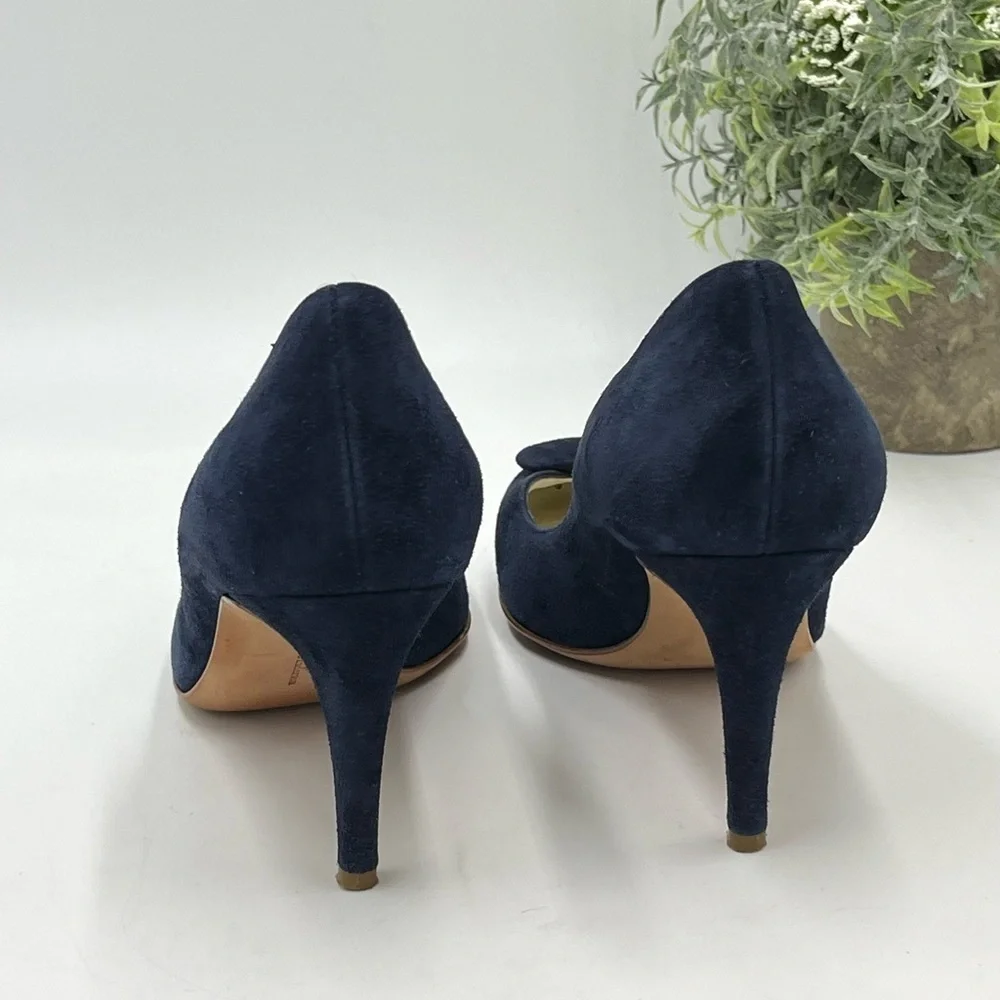 Rupert Sanderson‎ Blue Suede 3” Pumps Heels Sz 35.5/US 5